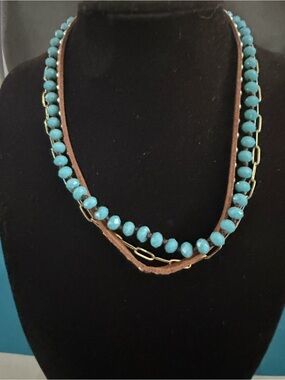 Turquoise Bead Layered Necklace - Women Jewelry